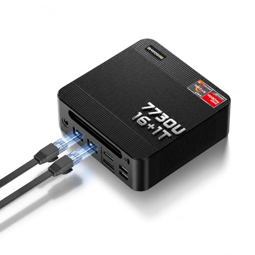 Image of BOSGAME P4 Ultra Mini PC Ryzen 7 7730U,16GB RAM 1TB PCIe SSD,Dual 2.5G LAN | WiFi 6E /BT5.2, 4K Triple Display HDMI+DP+USB-C, Come with 11 Pro for Office Home Business(Upgraded 5825U)