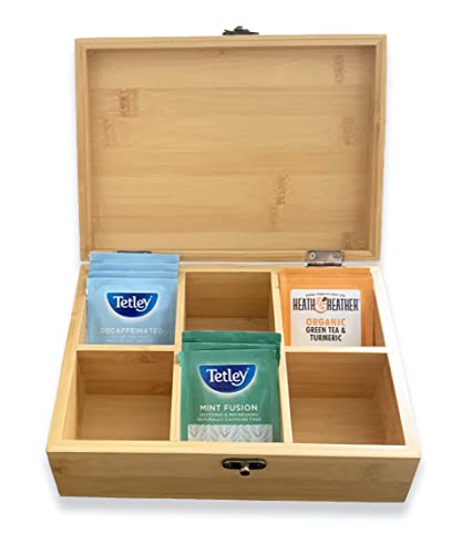 Wooden Storage Box With Lid, Wood Tea Box Organiser With Compartments - Image 2