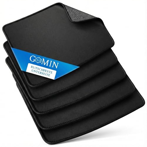 Gomin Mauspad - 28 x 20 cm (5er Pack) Gaming Mauspad rutschfest – Vernähte Kanten - verbessert Geschwindigkeit und Präzision, Schreibtischunterlage ideal für PC, Laptop und Büro - Mousepad schwarz