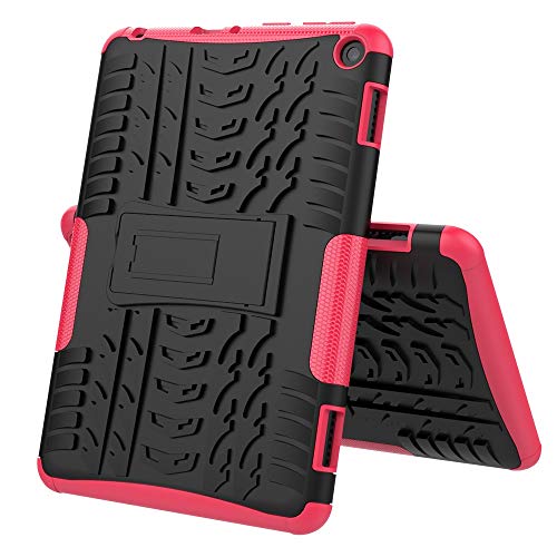 ^ubg̕ی Kindle Fire HD 8 2020 / Fire8 Plus^C̃eNX`ϐkTPU + PCیP[X̐܂肽݃nhX^h ^ubgANZT(Rose red)
