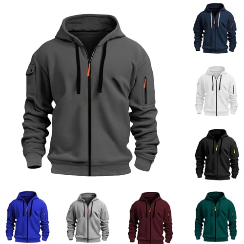 Generisch Hoodie Herren Mit Kapuze Sweatjacke Herren mit Kapuze Zip Hoodie Sweatshirt Jacke Kapuzenpullover Casual Sportjacke Outdoorjacke Bequem Kapuzenpulli Sportshirt