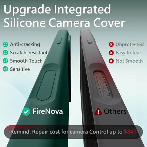 Image of FireNova Magnetic for iPhone 17 Pro Max Case, Compatible with MagSafe, [Integrated Silicone Camera Control Button] [Camera Protection] Anti-Scratch Microfiber Lining Phone Case, 6.9 inch, Midnight Green