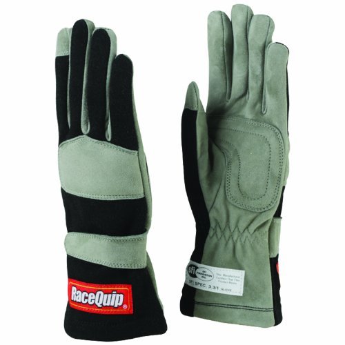 RaceQuip 351005 351 Series Large Black SFI 3.3/1 One Layer Racing Gloves by RaceQuip