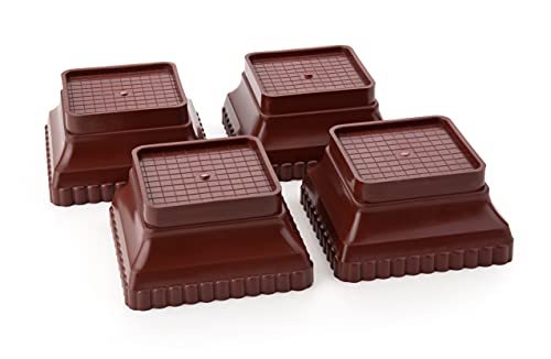 Image of U-MAX 4-Pack Sofa & Bed Leg Lifts, Anti-Slip Base for Stability, Increases Height, Prevents Floor Scratches, Legs Refrigerator Stand (Brown, New Squar Stand)