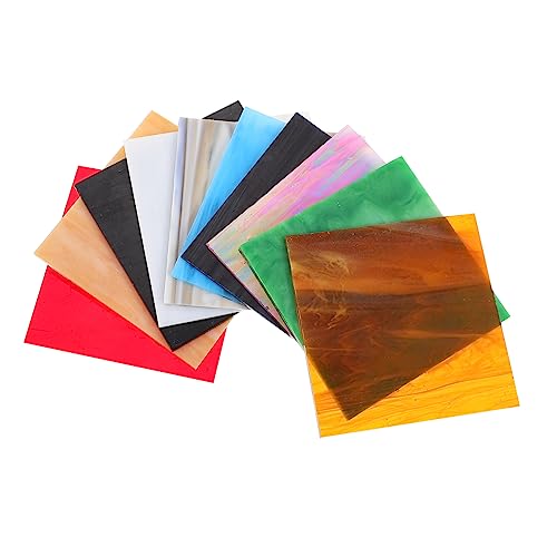 HEALEEP 12pcs Cathedral Glass Mosaic Tiles Kit Red Mosaic Tiles for Window Decoration