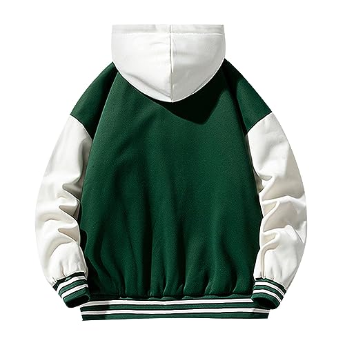 WENKOMG1 Hooded Varsity Jacket for Men,Quilted Long Sleeve College Jacket Casual Winter Fall Hooded Letterman Outerwear2