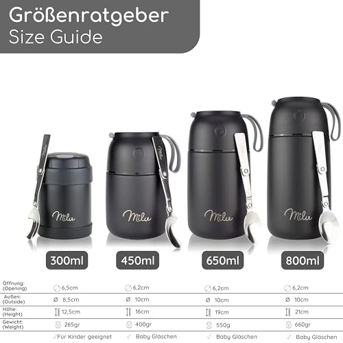 Image of Milu Thermal Food Container 450 ml, Stainless Steel, Thermal Lunch Box, Soup Container to Go, Thermal Box for Keeping Warm Soups, Baby Porridge, Food Container, Porridge Warmer on the Go, Pink Purple