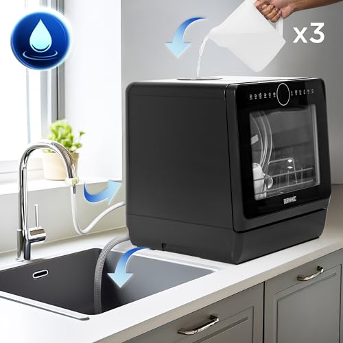 Duronic DW5 BK Tischgeschirrspüler, Mini Geschirrspüler für 3 Gedecke mit 6 Programmen, 5 l Wassertank, Wohnmobil, Küche, Camping oder Büro, 5 l Wassertank 4 Duronic DW5 BK Tischgeschirrspüler, Mini Geschirrspüler für 3 Gedecke mit 6 Programmen, 5 l Wassertank, Wohnmobil, Küche, Camping oder Büro, 5 l Wassertank