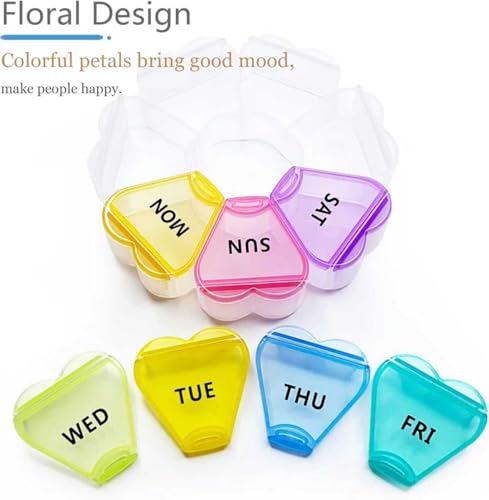 Image of MOLN HYMY Large Weekly Pill Box 7 Day, Pill Case Organizer 1 time a Day, Floral Pill Container Once Daily, Pretty Medicine Dispenser for Vitamin /Fish Oil /Medication /Supplements