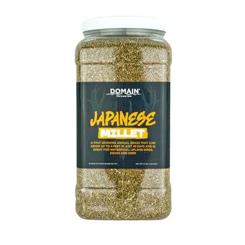 Domain Outdoor Japanese Millet Food Plot Seed - Fast Growing Waterfowl and Deer Forage High Yield Annual Grass for Wet Soil and Flooded Areas 4 lb.