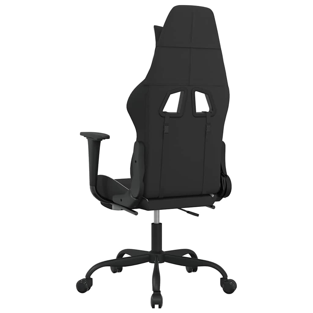 Gaming-Stuhl mit Massagefunktion und Fußstütze, Ergonomischer Bürostuhl aus Stoff, 360 Grad drehbarer Schreibtischstuhl, Höhenverstellbarer Relaxsessel Schwarz und Weiß