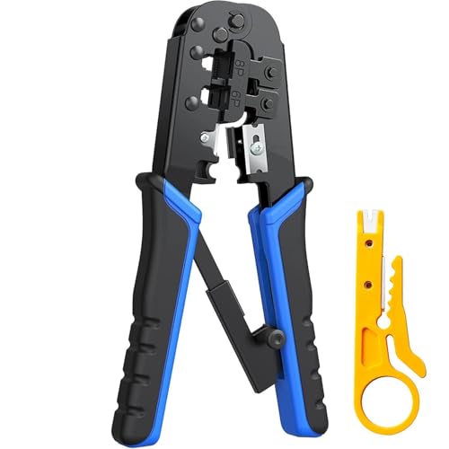 Image of SmartTech Network Dual Modular Crimper Cable Stripper Cutter RJ11 RJ12 RJ45 Connector Cat5 Cat5e Crimping tool Pliers, for Ethernet Network and Telephone Cables Crimper Cutter Wire Stripper Hand Tool