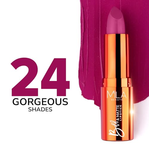 Image of Mila Beaute Bold & Matte Long-Lasting Lipstick | Highly Pigmented Soft Matte Finish | Lightweight & Hydrating with Jojoba Oil | Shade - (Flash Back 4.2g)