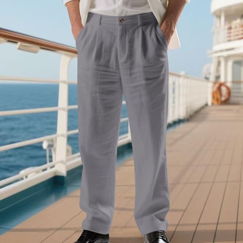Long Pant for Men Fashion Thin Straight Wide Leg Breathable Trousers Button Casual Solid Color Working Daily Party2