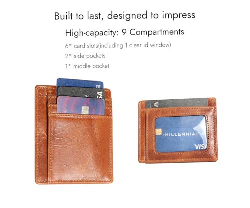 BLACK HOOF Premium Distress Leather Credit Card Holder For Men & Women - RFID Blocking - DISTRESS TAN4