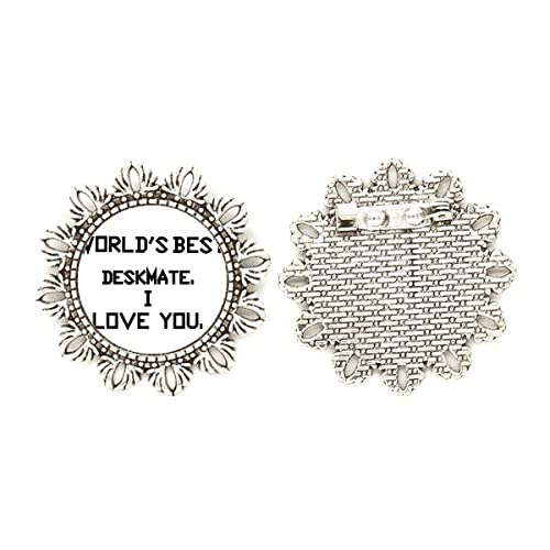 Broche de plata de flor mediano World Best Deskmate, joya artesanal para eventos especiales