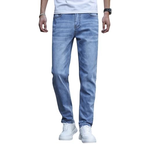 Mens Flex Denim Skinny Jeans Slim Fit Stretch Casual Flat Front Classic Straight Essential Denim Jeans Pants