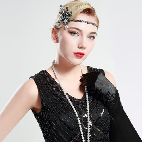 TINKSKY Fake Pearls Necklace Retro Pearls Long Necklace Chain for Party Favors Costume Necklace, for Women Girls3