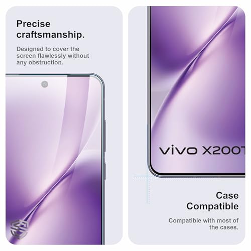 Image of Military-Grade Gorilla Tempered Glass For Vivo X200T (6.83 Inch) With Installation Kit | Edge to Edge Coverage | Black