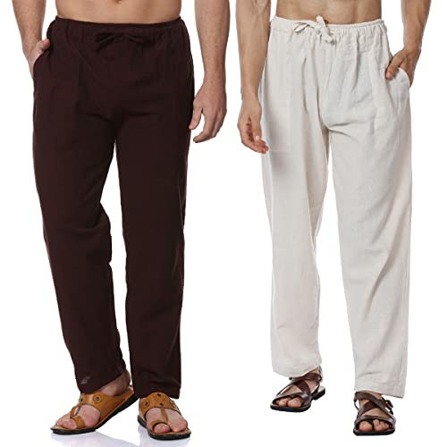 Image of Aatman One Size Men's Eco-Friendly Cotton Pyjama Pack of 2 | Fits Waist Size 28 to 36 Inches