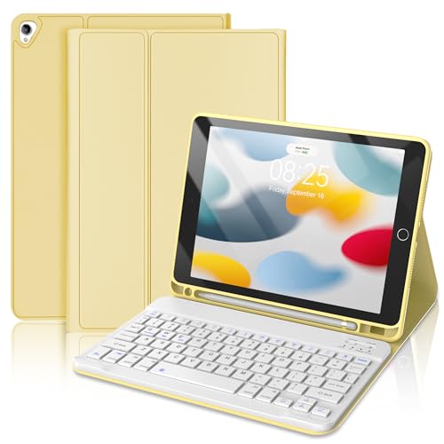 Keyboard Case for iPad 9th Generation 2021 10.2 Inch, Detachable Wireless Rechargeable Keyboard for iPad 8th/7th Gen, Slim Folio Stand Cover with Pencil Holder for iPad Pro 10.5" / iPad Air 3rd Gen