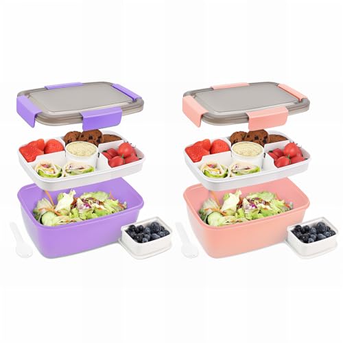 Bugucat Lunchbox Erwachsene 2000ML 2 Set,Auslaufsichere Brotdose Bento Box mit Fächern für Kinder… – Ansicht 1