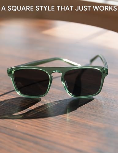Image of BIRCEN Mens Acetate Polarized Sunglasses: Retro Square Sun Glasses UV400 Protection Anti-Glare Shades for Driving Travel