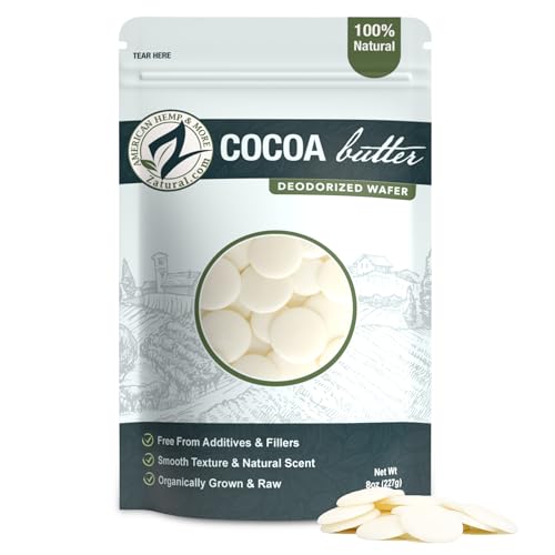 Zatural Raw Cocoa Butter Wafers Deodorized 100% Pure Food-Grade Prime-Pressed Cocoa Butter Neutral Scent for DIY Lotion Lip Balm Soap Chocolate & Candles (8 Ounce)