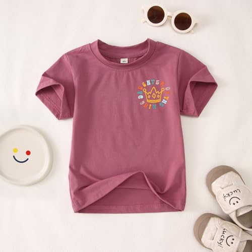 Toddler Baby Girl Christian Shirts Daughter of The King T-Shirt Religious Faith Tee Inspirational Short Sleeve Top4