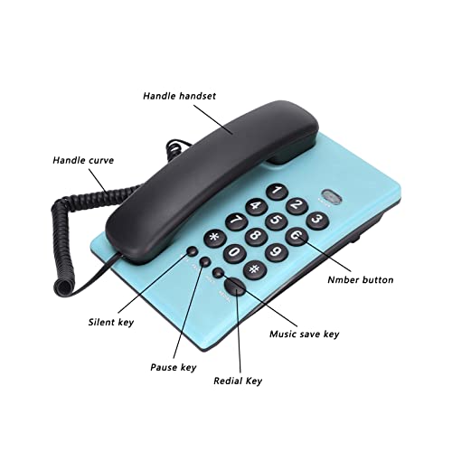 Teléfono Fijo con Cable KX‐T504, Funciones Múltiples y Batería Azul miniatura 3