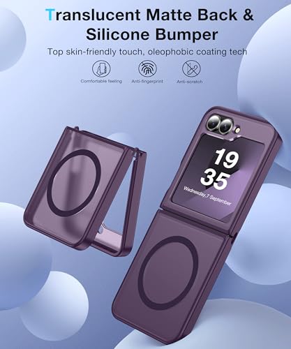 Image of NO.1 Magnetic for Samsung Galaxy Z Flip 6 Case Compatible with MagSafe [Military Grade Drop Tested][Translucent Matte][Anti-Fingerprint] Soft Silicone Bumper for Samsung Flip 6 Case,Purple