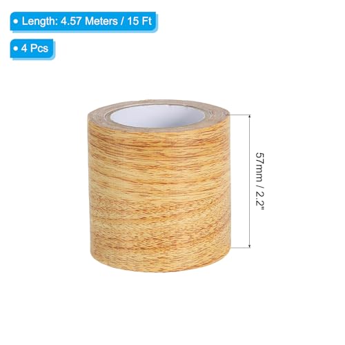 Image of PATIKIL Wood Grain Repair Tape 2.2 inch X15', 4 Pack Self Adhesive Realistic Textured Repair Tape Patch for Floor Door Table Cabinets Desk, Natural Oak