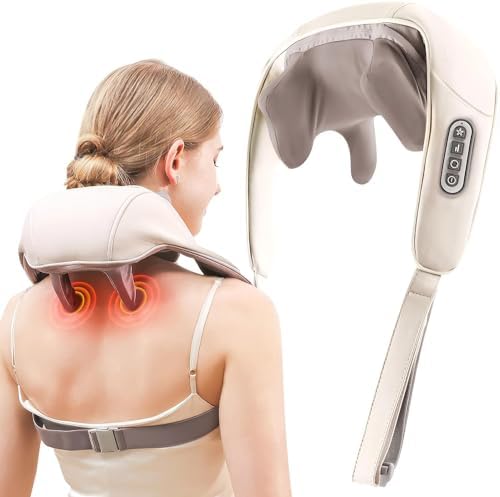 Sellastic Neck Massager for Cervical Pain Relief,Electric Deep Tissue Shiatsu with Infrared Heat Therapy 5D Kneading Massage Machine for Full Body Relax,Neck,Muscles,Back,Shoulder,Legs
