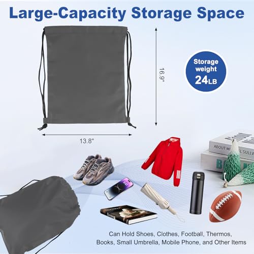 Image of 5-Pack Waterproof Drawstring Backpacks, Soccer-Texture Oxford Fabric, 16.9 inch x 13.8 inch, Lightweight 0.20 lb Each, No Eyelets, Gym & Marathon Gear Sacks(Gray)