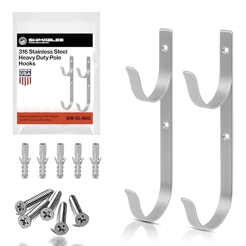 Swimables 316 Stainless Steel Heavy Duty Pool Hooks - Telescopic Pole Hanger - Ideal for Swimming Pool - Designed in USA