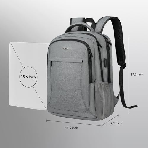 Voova 15.6 Inch Travel Laptop Backpack with USB Port, Grey - image 7