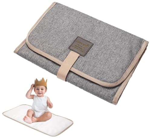 Portable Baby Diaper Changing Pad, Foldable Travel Changing Mat with Waterproof Layers for On-the-Go Diaper Changes, Soft & Compact Baby Pad for Car, Stroller, Outdoor Use (Grey) Waterproof image 5