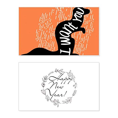 Tarjeta de Año Nuevo con silueta de ardilla negra y elegante diseño conmemorativo