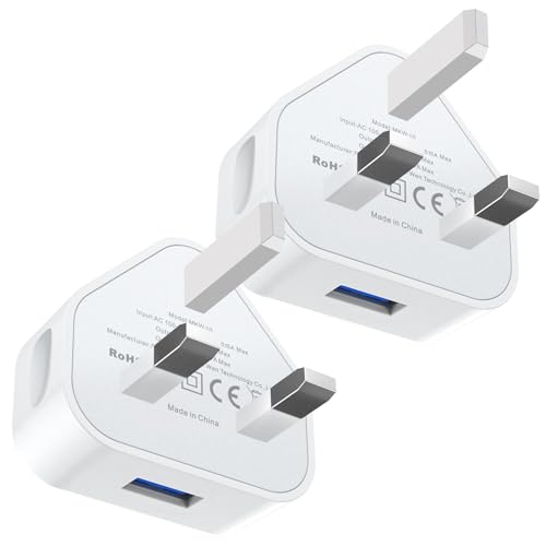 LOVEAI 2Pack USB Plug USB Charger Plug Adaptor UK 3 Pin Mains Charger 5V 1A i Phone Charging Plug Adapter UK Compatible with iPhone Apple 14 13 12 11 Pro Max 10 XS X XR 8 7 6 6S Plus 5 SE 2020 i Pad