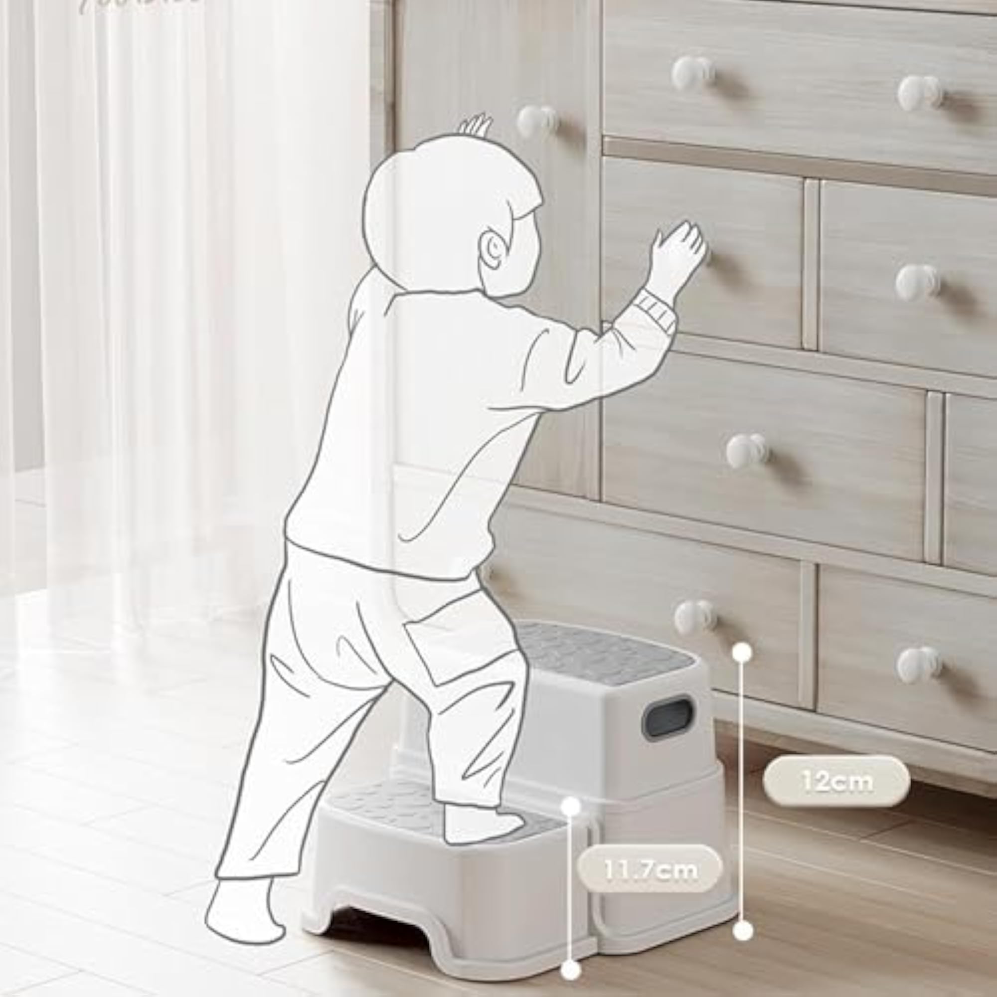Two Step Stool for Kids with Handle, 3 in 1 Design