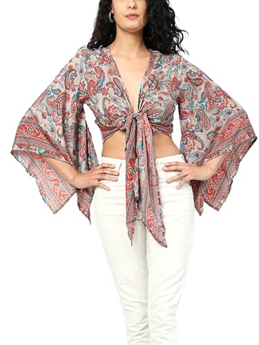Image of KE Kanha Exports top for Women Stylish Western | wrap Tops for Woman | Perfect on Jeans Tops for Woman | Summer top | Beach Outfits Dress for Women Stylish(Light Slate 4769)