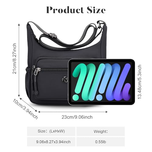 Nylon Crossbody Bag for Women Multi-Pocket Shoulder Handbag Travel Satchel Purse with Adjustable Strap3