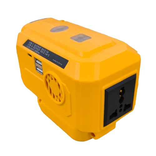 200W Power Battery Adapter Inverter for DeWalt 18V 20V, DC 20V to AC 110-120V Battery Inverter, Portable Power Inverter with 1 AC Outlet, 2 USB Ports, 1 Type-C Fast Charging, LED Light (Tool Only)