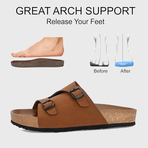 Image of Centrino Men's Berkin-Style Slip-On Sandals | Open Toe Design | Soft PU Footbed | Lightweight & Comfortable | Arch Support | On-Grip Sole | Casual Outdoor Wear (6866)