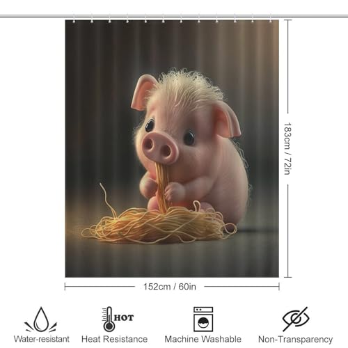 Rideau de douche cochon mignon imperméable contre les moisissures - 4