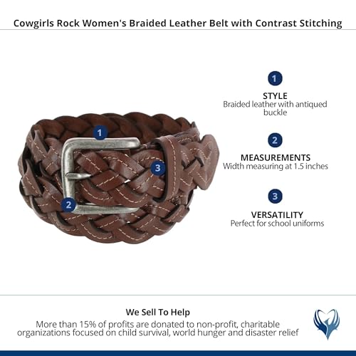 Cowgirls Rock Women's Braided Leather Belt with Contrast Stitching4