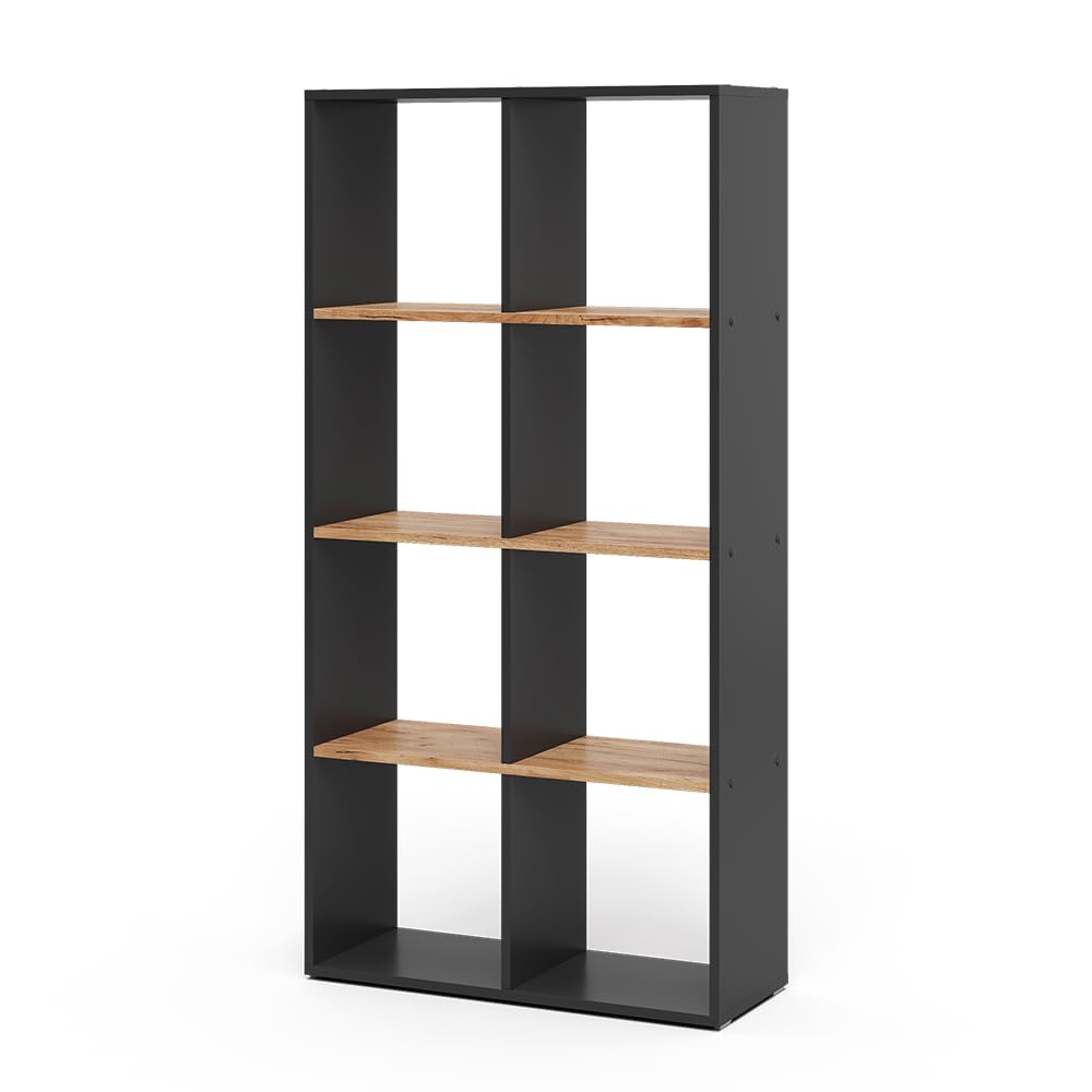 Vicco Scaffale Scutum, Antracite/Rovere dorato, 143 x 72 cm, per l’utilizzo come divisorio o come libreria aperta