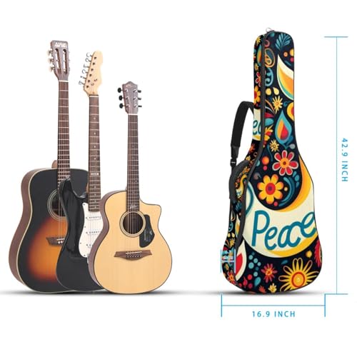 JRHEJTFZ Housse pour guitare acoustique de 1,9 cm d’épaisseur – Imperméable – Durable et élégant – Joli signe de paix, Multicolore., 42.9×16.9×4.7 in, Motif imprimé tendance - Les Beatles, Paul McCartney, John Lennon, RIngo Starr, George Harrison JRHEJTFZ Housse pour guitare acoustique de 1,9 cm d'épaisseur - Imperméable - Durable et élégant - Joli signe de paix, Multicolore., 42.9x16.9x4.7 in, Motif imprimé tendance – Image 6
