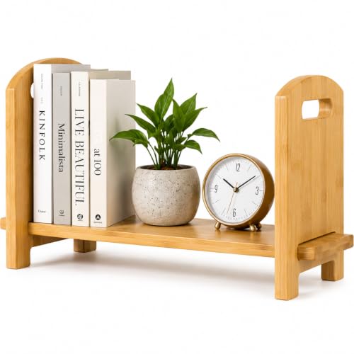 Image of Adjustable Desktop Bookshelf - Sturdy Desk Bookshelf and Book Organizer - No Tools Required to Assemble This Desktop Bookcase, Perfect Tabletop Book Shelf for Office, Study Room