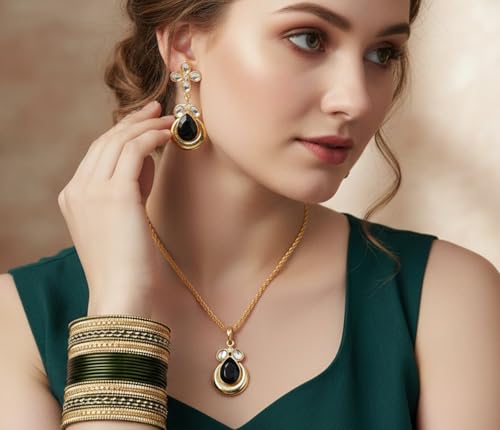 Image of Touchstone Indian Colorful Delicate Desire Traditional Exclusive Designer Jewellery Pendant Sets for Women
